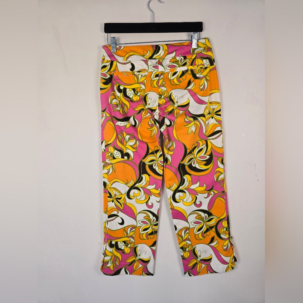 Lilly Pulitzer KRISTEN Palm Beach Orange Gold Pink Butterfly Ankle Pants. Sz 4 - Picture 8 of 9
